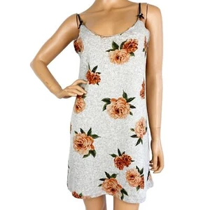 Blue Moon Pink Star gray peach floral SLEEPWEAR knit chemise gown size M new $34 - Picture 1 of 8