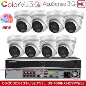 Hikvision 8MP Ai ColorVu 3.0 DS-2CD2387G3-LIS2UY/SL Camera 8CH 8PoE 4K NVR Lot - Picture 1 of 21