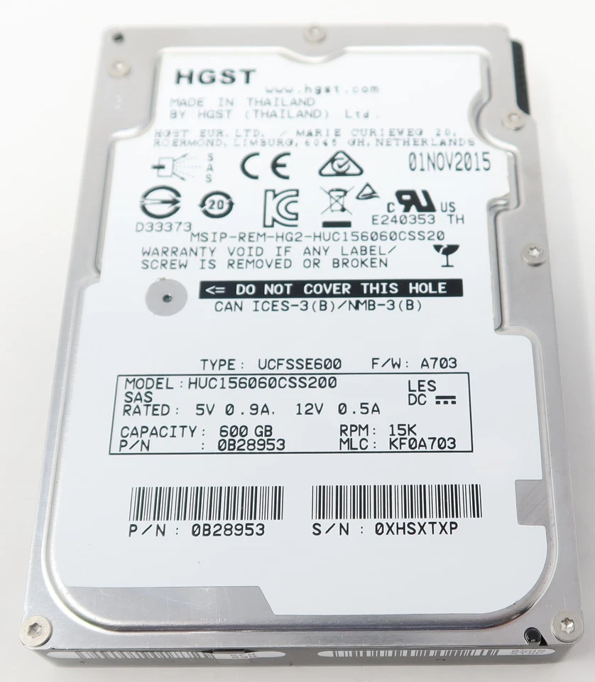 HUC156060CSS200 0B28953 Hitachi 600GB 15K RPM 12Gbps 2.5" SAS Hard Drive - Image 1 of 1