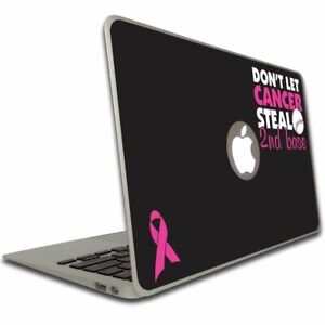 Don't Let Cancer Steal 2nd Base Pink Ribbon Macbook Air or Macbook Pro FREE SHIP