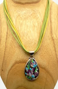 Southwestern Sterling Silver Pear Shape Multi-Gemstone Pendant EL Ed Lohman - Picture 1 of 6