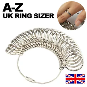 FINGER RING SIZER MEASURE GAUGE BRITISH UK A-Z SIZES FOR MEN & WOMEN REUSABLE - Picture 1 of 14