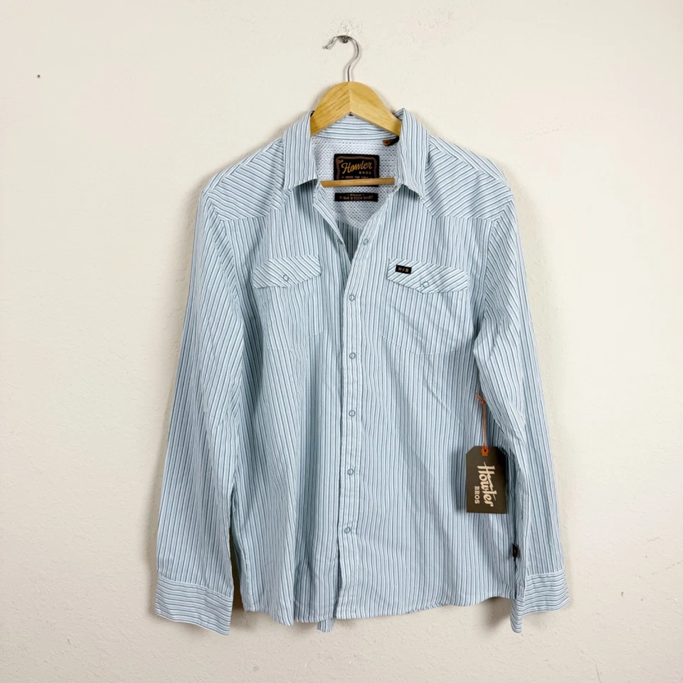 Howler Bros H Bar Tech Long Sleeve Gambler Stripe Shirt Size Medium - Image 1 of 4