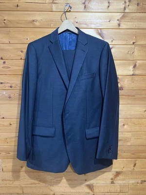 INDOCHINO 43R Blue 100% Wool 2PC Suit Flat Pant 38x29 - Image 1 of 4