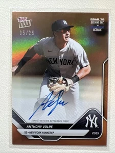 Anthony Volpe #05/25 2025 Topps Now Road to Opening Day Orange Auto Yankees A-AV - Picture 1 of 2