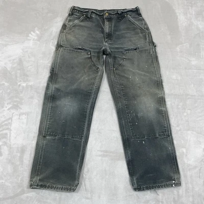 Carhartt Double Knee Pants Mens 32x30 (fit 29x27) Distressed Thrash B01-BLK USA - Image 1 of 4