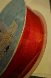 Kirkland Wire-Edged Ribbon 1.5" Wide 50 Yards Ribbon RED SHEER & SATIN STRIPE - Picture 1 of 3