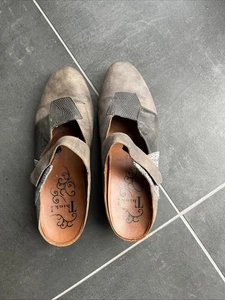 Schuhe Think! hinten offen Gr 40 grau taupe Echt Leder - Bild 1 von 3