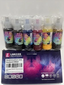 6‑Bottle 600ml LNKCOS Sublimation Ink Set for Epson ET-8500 8550 – New EXP 2026 - Bild 1 von 15