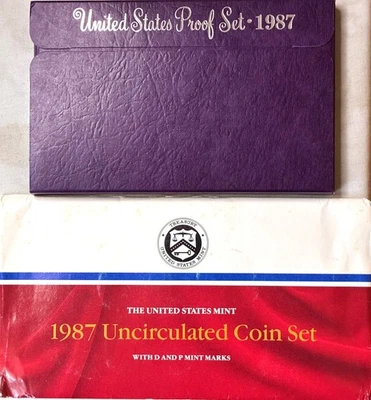 1987 Proof & Uncirculated Annual US Mint Coin Sets PDS 15 Coins - Image 1 of 4