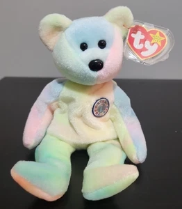 TY Beanie Babies - B.B. Orso l'Orso del Compleanno 1999 - Riempire DOB Vuoto - MWMT - Foto 1 di 8