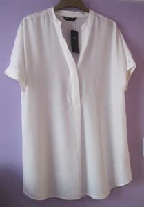 M&S Collection Shirt 12 Winter White Pull On Top, Short Sleeved, no collar NWT - Picture 1 of 5