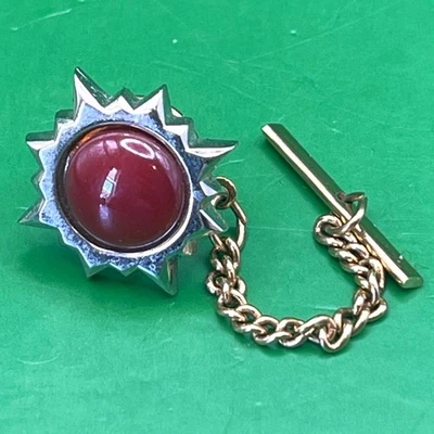 VTG Bell Trading Post Tie Tack Red Stone Starburst Men's Lapel Pin Mid Century - Image 1 of 4