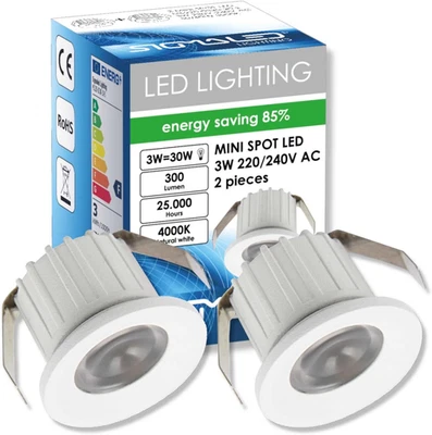 , MINI SPOT LED 3W, Dimmerabile, 300Lumen, Luce Naturale 4000K, Faretto Tondo In - Immagine 1 di 4