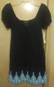 Neu mit Etikett INC In Cognito Kleid Damen Gr. SM schwarz Strick blau grün Stickerei  - Bild 1 von 7