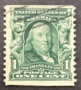 US 1908 Sc# 318 Used Coil Stamp Perf 12 Franklin - Picture 1 of 2