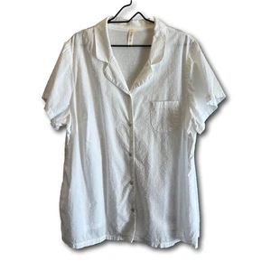 Tru To You Short Sleeve Button Up White Blouse Eyelet Embroidery Woman’s 26/28 - Picture 1 of 11