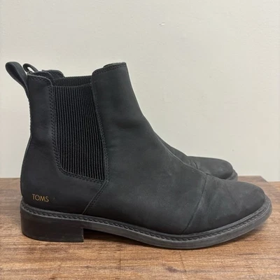 Botines Chelsea TOMS Charlie para mujer de cuero negro talla 7,5 Foto 1 de 4