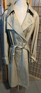 Oleg Cassini Signature Men’s Beige Double Breasted Trench lined Coat Size 40 R - Picture 1 of 13