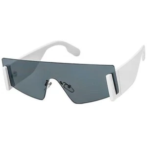 Do Not Disturb Flat Top Single Shield Like Sunglasses White with Black Lens - Picture 1 of 1