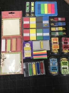 Lot of 14 Packs Post-it & Others Tabs Tape Flags Assorted colors sizes New Used - Picture 1 of 7