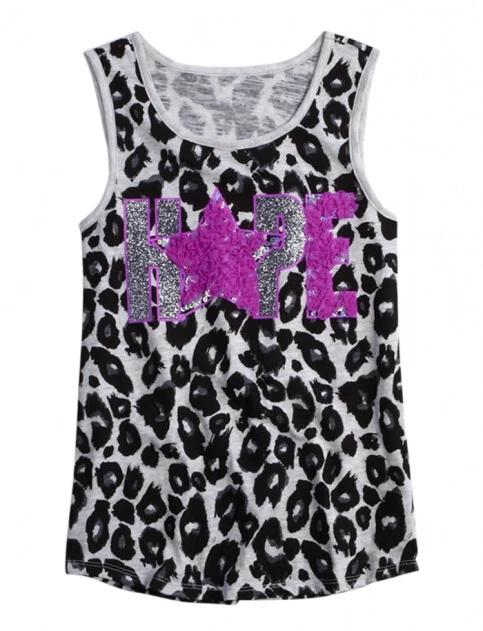 NWT Justice Girls HOPE Leopard Tulle Glitter Tank Top Tee 10 NEW - Image 1 of 1