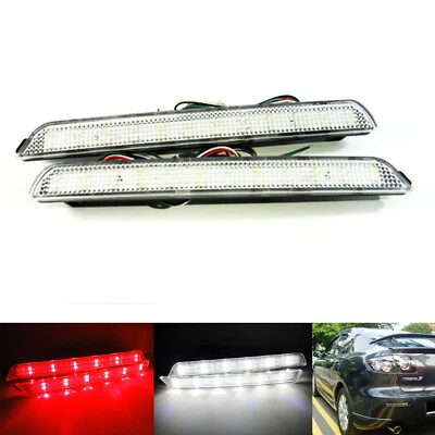 2x Lente Transparente LED Parachoques Reflector Luz de Freno Para Mazda 3 Mazdaspeed3 2004-2009 Foto 1 de 4