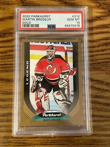 PSA 10 2020 Upper Deck Parkhurst Martin Brodeur #312 Gold Legends Short Print - Picture 1 of 2