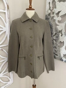 VINTAGE TALBOTS small PEA GREEN BIG ZIP POCKETS ALPACA BLEND JACKET MADE IN PERU - Picture 1 of 6