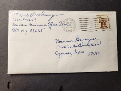 APO 09035 NEV ULM, GERMANY 1976 Army Cover FINANCE APO 09108 w/ letter - Image 1 of 3