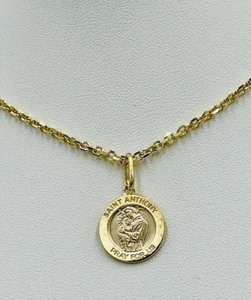 Solid 14k Yellow Gold St. Anthony Pendant W Box (From Italy) 772-5138 - Picture 1 of 5