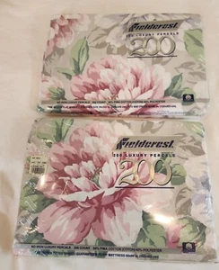 Vintage New Fieldcrest 200 Luxury Percale Queen Flat Fitted Sheets Grand Fleur - Picture 1 of 5