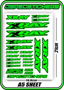 XRAY RC A5 STICKER SHEET NT1 T4 XB9 RX8 ELECTRIC NITRO DECALS R/C HUDY GREEN B - Picture 1 of 7