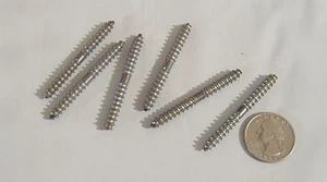 LOT OF SIX 3/16" X 2" DOWEL SCREWS DOUBLE END WOOD SCREW BALUSTER - Picture 1 of 2