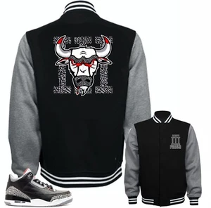 Jacket to Match Air Jordan 3 Black Cement Sneakers.Bull 3 Black - Picture 1 of 2