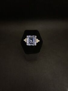 Periwinkle Blue and White Cubic Zirconia Ring Sterling Silver Ring New Size 7