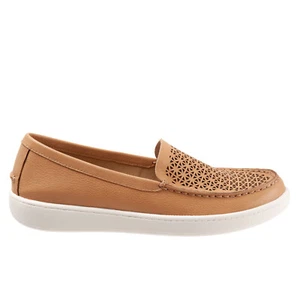 Trotters Audrey T2211-253 Womens Brown Leather Slip On Loafer Flats Shoes - Picture 1 of 8