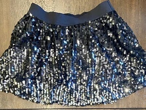 Justice Girls Gradating Black to Silver Sequin Skort w/ Elastic Band Size 12 - Picture 1 of 9