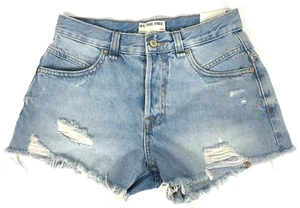 Free People Womens 26 We The Free Blue Denim Cutoff Shorts Distressed Button Fly - Picture 1 of 13
