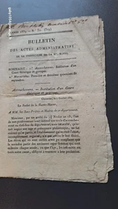Préfecture de Ht Marne an 1834 Bulletin cours d'accouchement Mercurial de marché - Picture 1 of 5