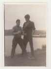 Two Affectionate Handsome Men Hug Closeness Couple Gay Int Odd Unusual Old Photo
