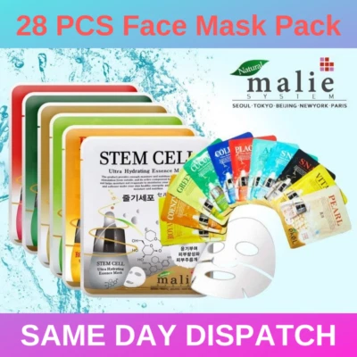 28x Moisture Essence Korean Face Mask Glow Hydrating Skin Care - image 1 of 4