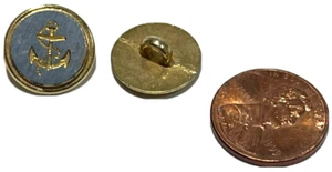 6X Vintage Button Metal Gold & Gray Anchor Buttons - Picture 1 of 1