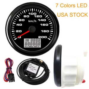 85mm 3-3/8" GPS Velocímetro 200KM/H Odómetro para Coche Marino 7 Colores LED STOCK EE. UU. - Imagen 1 de 7