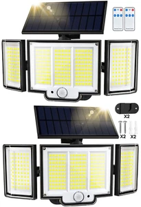 2 Pack Solar Lights Outdoor – 348 LED Motion Sensor Flood for Garage, Patio - Picture 1 of 8