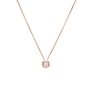 Collana oro rosa 18kt catenina veneziana punto luce diamante naturale 0,07 ct - Foto 1 di 4