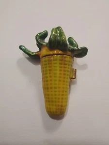 CORN Yellow/Green Enamel Trinket Box Art Form Fine Collectible Work Of Art . - Picture 1 of 10