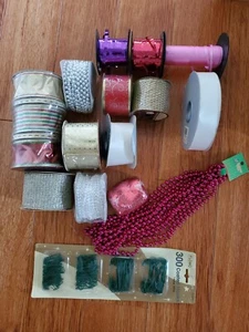 Lot Of 17 Christmas Decoration Wrapping Ribbon, Mixed Craft Gifts - Picture 1 of 22