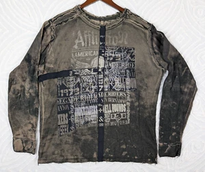 Affliction 2XL Thermal Long Sleeve Reversible Shirt Skull 4 Sided Sweatshirt - Picture 1 of 9