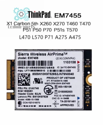 01AX746 4G LTE Mobile WWAN Module For Thinkpad T570 L470 L570 P71 A275 A475 - Image 1 of 2
